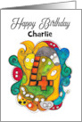 Happy Fourth Birthday Custom Name Cute Doodle Children’s Birthday card