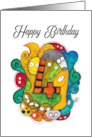 Happy Fourth Birthday Cute Doodle Children’s Birthday card
