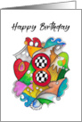 Happy Eighth Birthday Racing Doodle Children’s Birthday card