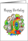 Happy Tenth Birthday Cute Crow Skull Doodle Children’s Birthday card