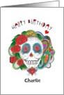 Happy Birthday Custom Name Sugar Skull Candy Skull card