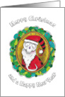 Merry Christmas Santa Skull and Wreath card