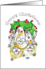 Happy Christmas Santa Skulls Holly and Baubles card