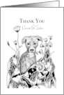Thank You Dearest Pet Sitter Little Dog with Flowers card