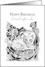 Happy Birthday Dearest Daughter in Law Little Cat in garden card