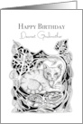 Happy Birthday Dearest Godmother Little Cat in garden card