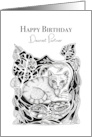 Happy Birthday Dearest Partner Little Cat in garden card