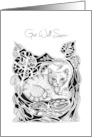 Get Well Soon Little Cat in garden card