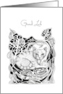 Good Luck Little Cat in garden card
