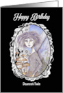 Happy Birthday Twin Gothic Punk Fairy and Mushrooms card