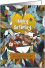 Happy Birthday Dearest Daughter Cat with a Stripy Tail and Flowers card