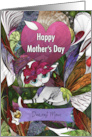 Happy Mother’s Day Dearest Mom White Cat with Flowers and Hat card