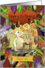 Happy Birthday Dearest Sister White Mouse and Cheesy Flowers card