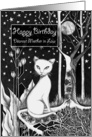 Happy Birthday Dearest Mother in Law White Cat Flowers and Moon card