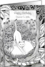 Happy Birthday Dearest Ex Wife White Cat in a Flower Garden card