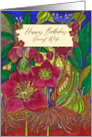 Happy Birthday Wife Modern Botanical Hellebore Flowers card