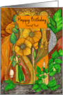 Happy Birthday Dearest Aunt Modern Botanical Poppy Flowers card