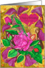 Happy Birthday Dearest Sister Pink Rose and Petals Painting card