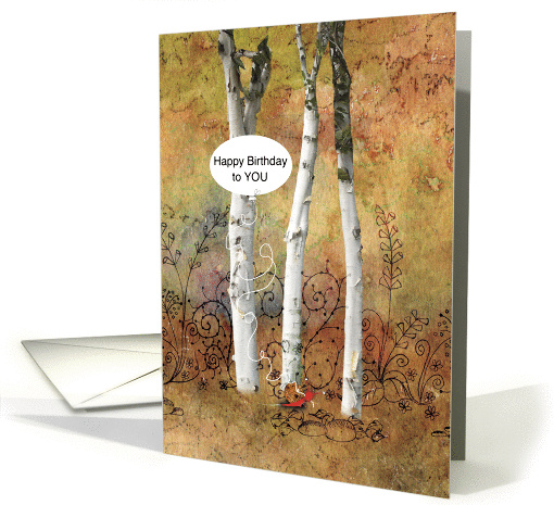 Red Snail in a White Forest with Speech Bubble Birthday card (1460272)