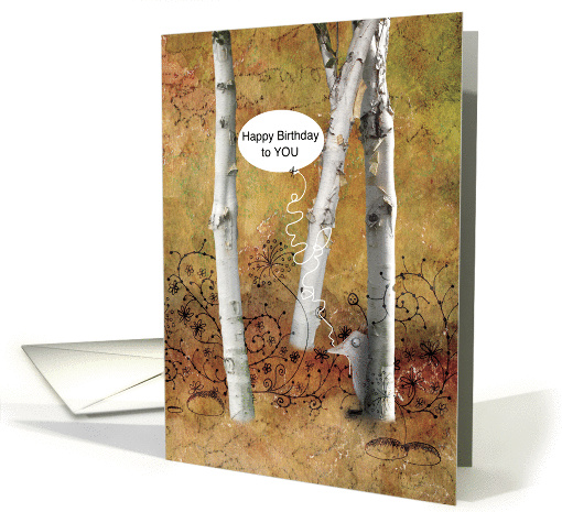 Hedgehog in a White Forest with Speech Bubble Birthday card (1460274)