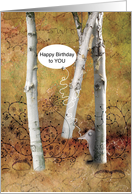 Hedgehog in a White Forest with Speech Bubble Birthday card