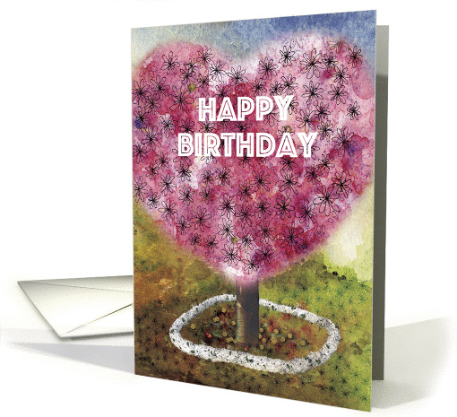 Big Pink Heart with Tiny Snails Birthday card (1460284)