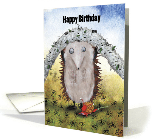 Hedgehog helping his little Snail Best Friend under a... (1460302)