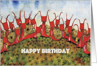 Lots of Little Red Snails looking at viewer Birthday from All of Us. card