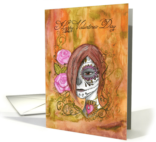 Sugar Skull, Roses and Swirls Valentine's Day card (1465546)