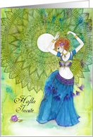 Hafla Invitation, Belly dancer, Mandala card