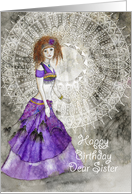 Happy Birthday Dear Sister, Belly dancer, Mandala card