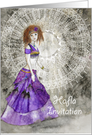 Hafla Invitation, Belly dancer, Mandala card