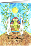 Easter Blessings, Mother, with White Hares and Painted Easter Egg card