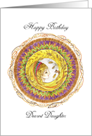 Birthday for a dear Daughter, with Woman, Harvest Mouse and Mandala card