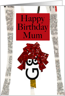 Typography Face Character Art for Mum, Birthday card