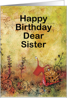 Cute Red Snail for a Dear Sister Birthday card