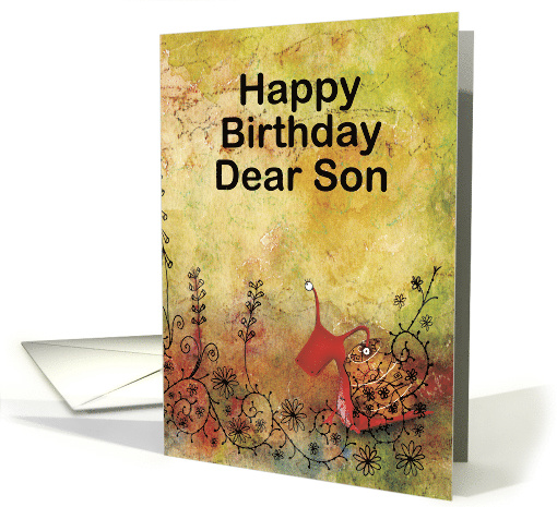 Cute Red Snail for a Dear Son Birthday card (1490778)