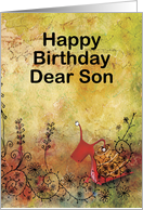 Cute Red Snail for a Dear Son Birthday card