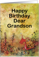 Cute Red Snail for a Dear Grandson Birthday card