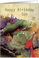 Snails eating Cabbages, Son Birthday card