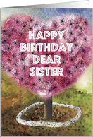 Big Pink Heart with Tiny Snails, Sister Birthday card