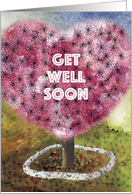 Big Pink Heart with Tiny Snails, Get Well Soon card