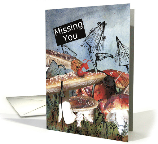 Snail sitting on Toadstool, Missing You card (1491036)