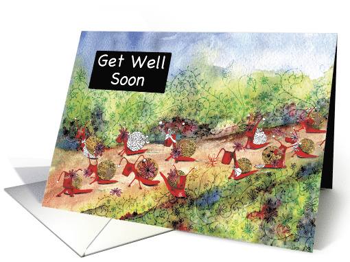 Lots of Red Snails with Injuries, Get Well Soon for Kids card