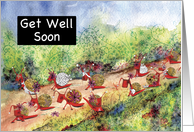 Lots of Red Snails with Injuries, Get Well Soon for Kids card