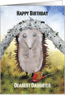 Hedgehog helping a little Snail under a Rope, Daughter Birthday card