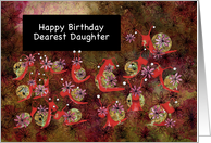 Little Red Snails with Flowers, Dearest Daughter Birthday card