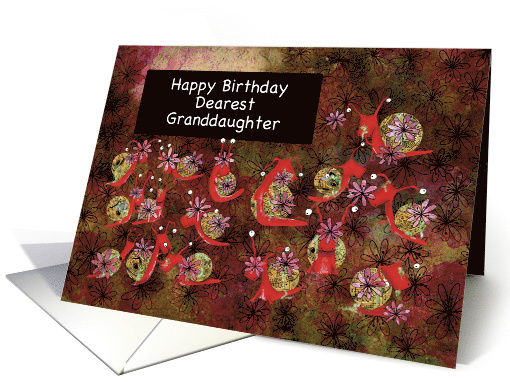 Little Red Snails with Flowers, Dearest Granddaughter Birthday card