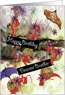 Jumping Snails with Umbrellas, Dearest Brother Birthday card