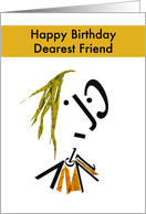 Happy Birthday Dearest Friend, Typography Girl Character Art card